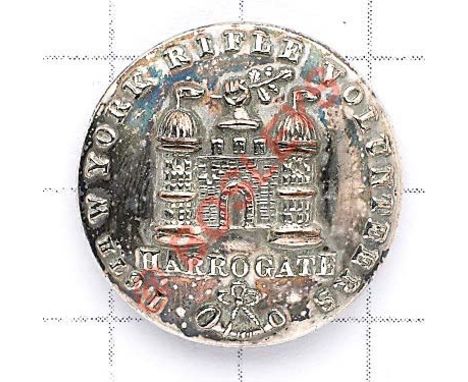 16th (Harrogate) West York Rifle Volunteers Victorian Officer's silvered tunic button. Castle over “Harrogate” and strung bug