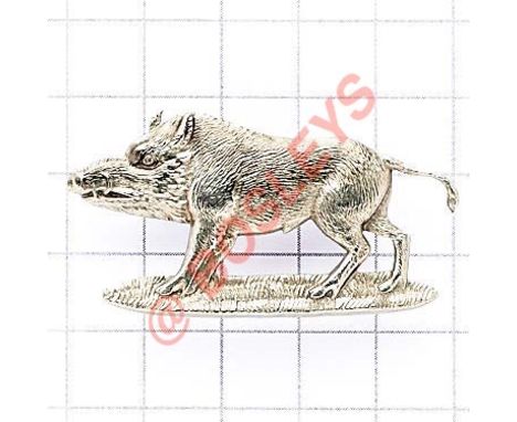 Indian Army. Bihar Light Horse cap badge. British made die-cast white metal boar. (as Cox 2658) Loops Formed as Bihar Mounted