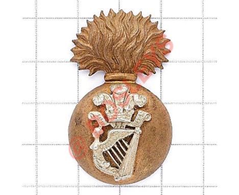 Princess Victoria’s (Royal Irish Fusiliers) scarce large bi-metal Brodrick cap badge circa 1902-05. Die-stamped flaming grena