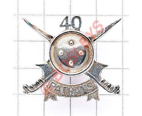 Indian Army. 40th Pathans Officer’s 1922 London hallmarked silver cap badge. A die-cast fine example. (as Cox 2441) Goldsmith