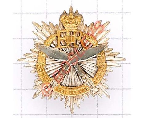Gurkha Army Service Corps Officer’s cap badge circa 1958-65. Silver plate and gilt example. Loops Formed 1st July 1958 in Sin