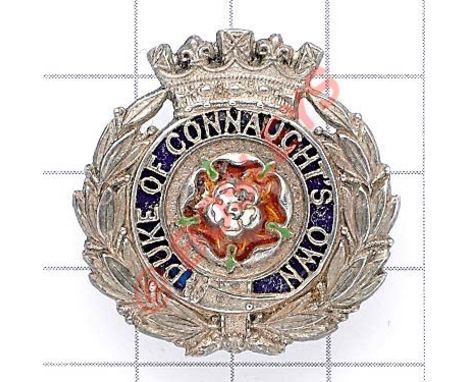 6th (Duke of Connaught’s Own) Bn. Hampshire Regiment post 1908 Officer’s cap badge. Scare example with blue enamel backing to