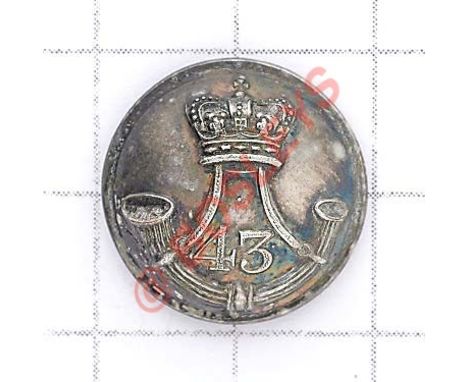Welsh. 43rd (Monmouthshire) Regiment of Foot Georgian Officer’s silvered closed back coatee button. Crowned strung bugle with