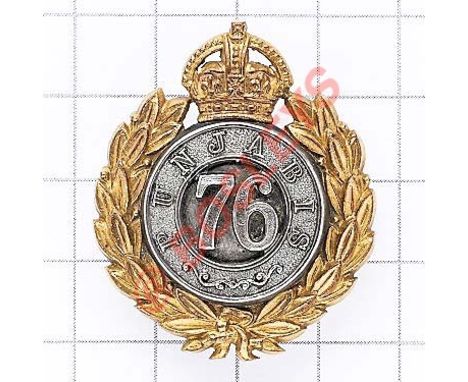 Indian Army. 76th Punjabis Officer’s cap badge circa 1903-22 Silver and gilt Loops 