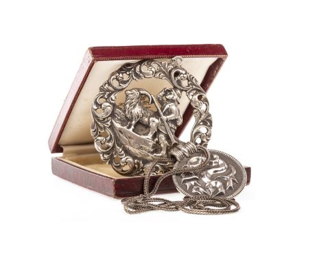 DAVID ANDERSEN SILVER PENDANT, of stylised form, 28mm in diameter, marked D-A, Norway, 925S Silver to the reverse, on a rope 