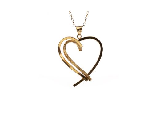 DIAMOND SET LOVEHEART NECKLACE, formed by five graduated lovehearts, each set with round brilliant cut diamonds, the diamonds