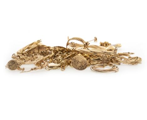 AMENDMENT: one pair of earrings not gold, total gold weight is 36gCOLLECTION OF GOLD JEWELLERY, SOME FOR REPAIR, including ea