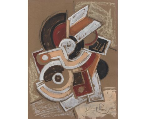 Artist: Frantisek Kupka (Czech, 1871-1957). Title: "Elements mecaniques". Medium: Gouache, charcoal, and chalk drawing on pap