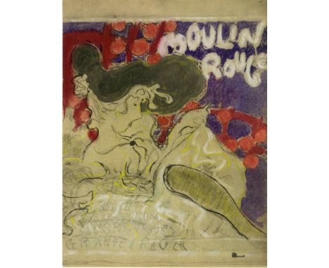 Artist: Pierre Bonnard (French, 1867 - 1947). Title: "Moulin Rouge". Medium: Original color lithograph, after the drawing. Da