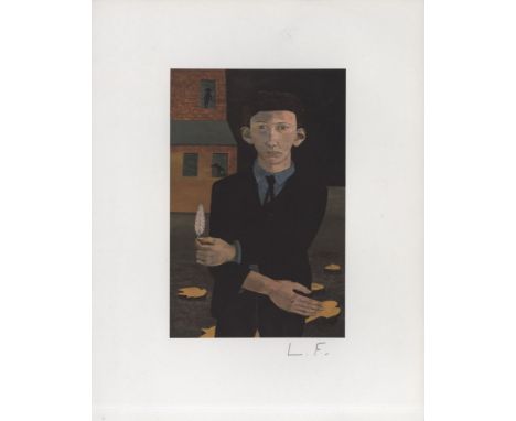 Artist: Lucian Freud (German/English, 1922-2011). Title: "Man with a Feather (Self-Portrait)". Medium: Color offset lithograp