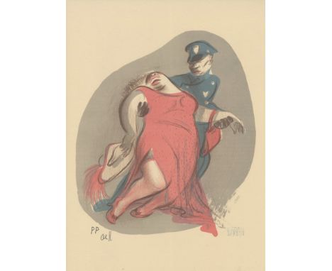 Artist: Al Hirschfeld (American, 1903 - 2003). Title: "Plastered [from the suite 'Harlem As Seen by Hirschfeld']". Medium: Or