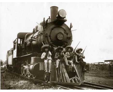 Artist: Hugo Brehme (German/Mexican, 1882 - 1954). Title: "Locomativa con Revolucionarios en el Estado de Morelos [Mexican Re