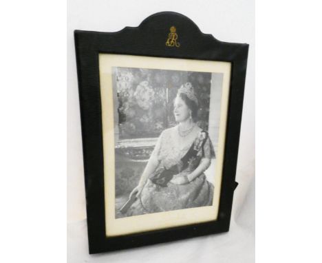 HM Queen Elizabeth The Queen Mother (1900 - 2002) Signed black and white portrait photograph of The Queen Mother wearing a ti