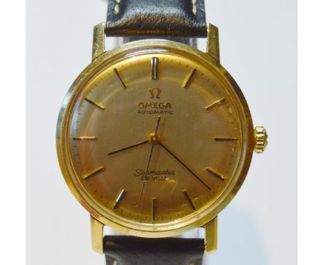 Omega Seamaster DeVille 18ct gold gent's automatic watch, originally purchased in 1967, champagne dial with baton indices, ca