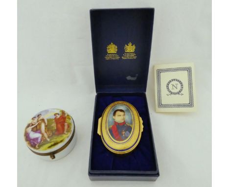 Halcyon Days limited edition oval enamel box and cover, the cover decorated with an image of Napoleon Bonaparte, 1769-1821, t