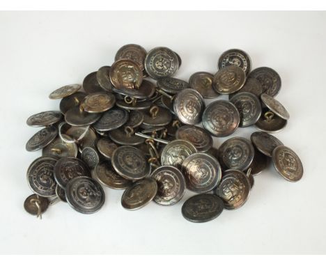 A collection of seventy-one livery white metal buttons comprising forty-eight large and seven small dress buttons with elepha