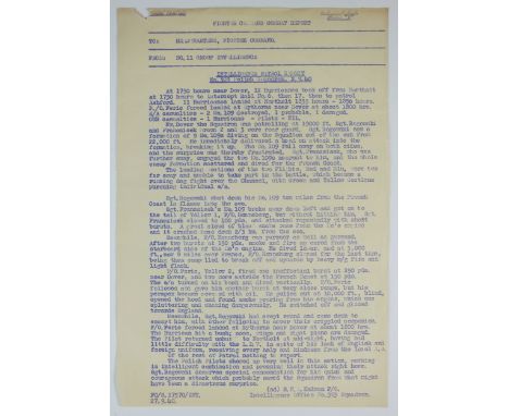 THE BATTLE OF BRITAIN. Three Second World War RAF Fighter Combat Reports, relating to 302 and 303 Polish Squadrons, stamped '