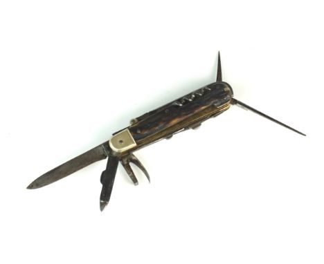 A pre-WW2 German Army Deutsches Armee-Messer folding cavalryman's knife by J.A Henckels with a stag handle, specially designe