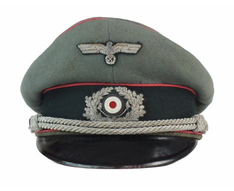 A German Third Reich Panzer Officer's visor cap by JC Kornacker, Marke Standard Extra Klasse constructed fine field grey wool