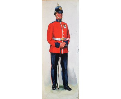 Attributed to Ernest Ibbetson (1877-1959) Private of the Berkshire Regiment, in No.1 Dress, wearing Boer War Medals, circa 19