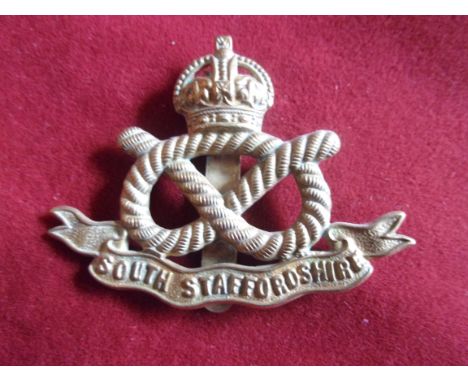 South Staffordshire Regiment WWI War Economy Forage Cap Badge (Brass ), slider. K&amp;K: 649
