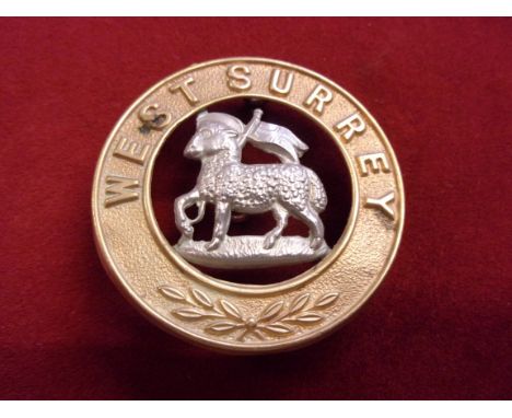 West Surrey  (The Queen's Royal West Surrey) Regiment  Other Ranks Helmet Plate Centre 1902-1914 (Bi-metal construction) K&am