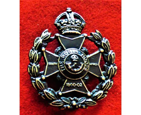 Sherwood Foresters (Nottingham &amp; Derbyshire Regiment) 7th (Robin Hood) Battalion WWII Officers Cap Badge (White-metal bla