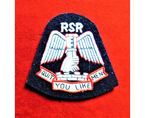 SAS Raiding Support Regiment 'RSR' Cap Badge (Embroidered-cloth) a clean example. K&amp;K: 2071. 