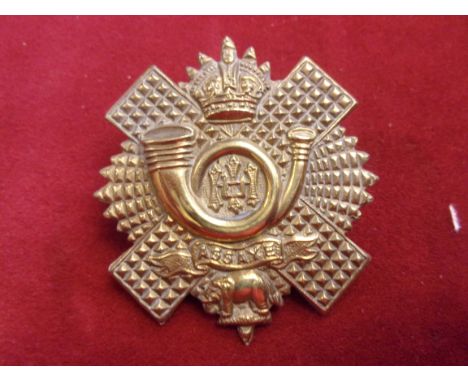 Highland Light Infantry WWI (City of Glasgow Regiment) Other Ranks Glengarry Badge (Gilding-metal), two lugs, this variant wi