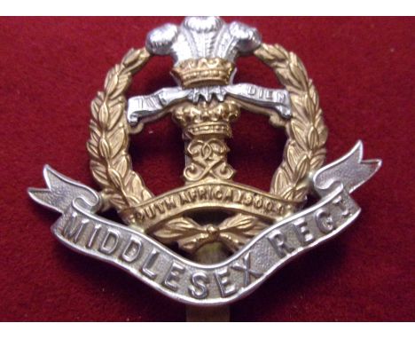 The Duke of Cambridge's Own (Middlesex Regiment) 7th, 8th and 9th Battalions WWI Cap Badge (Bi-metal), slider. K&amp;K: 1743