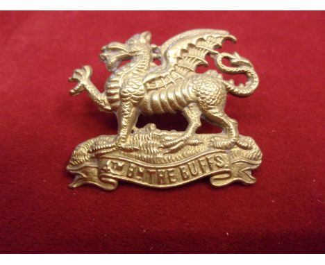 The Buffs East Kent Regiment 4th Battalion WWI Officers Cap Badge (Gilding-metal), two lugs. K&amp;K: 1699
