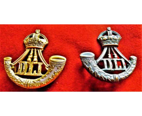 Durham Light Infantry WWII Officers Collar Badge Pair (Gilding-metal), lugs, excellent left and right facing bugle. 