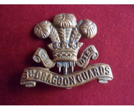 3rd (Prince of Wales's) Dragoon Guards Cavalry Field-Service 1896-1922 Cap Badge (Brass-economy), slider, second type. K&amp;