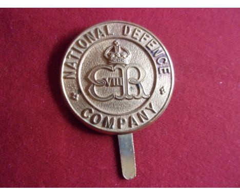 Royal Defence Corps Edward VIII Cap Badge (Gilding-metal), slider. K&amp;K: 2161
