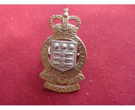 Royal Army Ordnance Corps Cap Badge (Bi-metal), two lugs and made by J.R. Gaunt. Design sealed 2nd November 1954. K&amp;K: 21