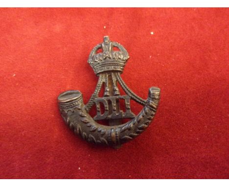 Durham Light Infantry (6th Battalions WWI Territorial  Cap Badge (Blackened-brass), slider. K&amp;K: 1747
