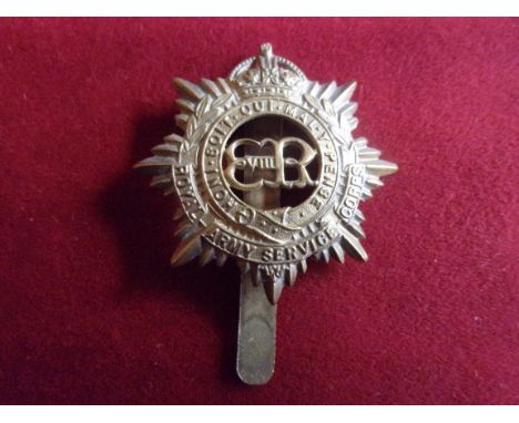 Royal Army Service Corps 1930's Officers Cap Badge (Gilding-metal), slider, this type with the cypher 'EVIIIR' in centre and 