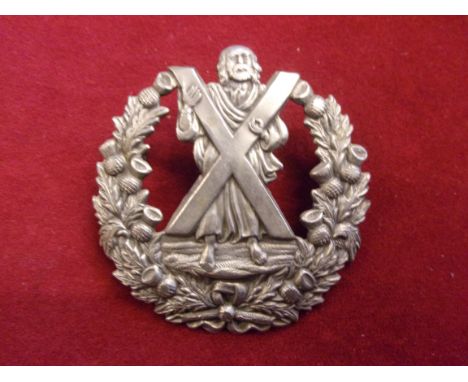 79th Foot - The Queen's Own Cameron Highlanders Pre-Territorial Glengarry Badge (White-metal), two lugs. K&amp;K: 548
