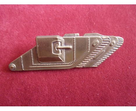 Tank Corps WWI 1916 Brass Sleeve Proficiency Badge (Brass), two lugs. Rare first type issued. 