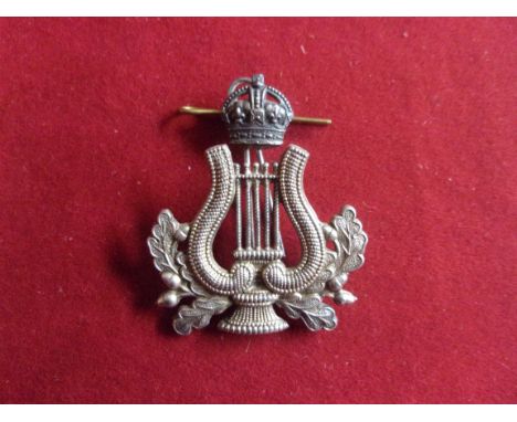 Army School of Music Musician Bandmaster  WWI Cap Badge (Two piece construction in Silver), two lugs on each part