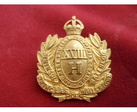 The 18th (Queen Mary's Own) Royal Hussars 1905-1910 Officers Cap Badge (Gilt), two lugs. K&amp;K: 787-The 18th (Queen Mary's 