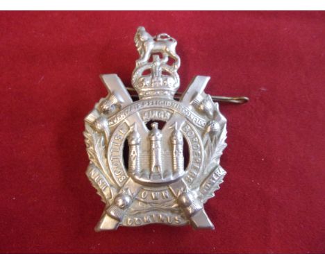 The King's Own Scottish Borderers Glengarry Badge (White-metal), two lugs, larger size. K&amp;K: 628