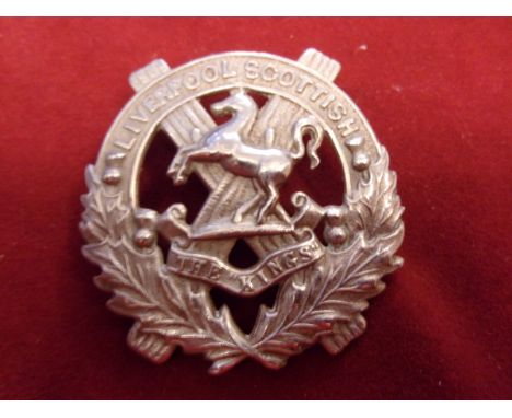 10th (The King's Liverpool-Scottish) Battalion Territorial Regiment WWI Glengarry Badge (White-metal), two lugs. K&amp;K: 170