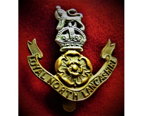 Loyal North Lancashire Regiment WWI Cap Badge (Bi-metal), Slider. K&amp;K: 664-Loyal North Lancashire Regiment Officers WWI C