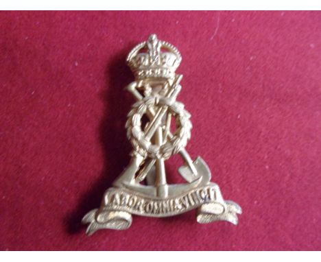 Royal Pioneer Corps WWII Officers Cap Badge (Gilt), tab fitting. Auxiliary Military Pioneer Corps were raised in October 1939