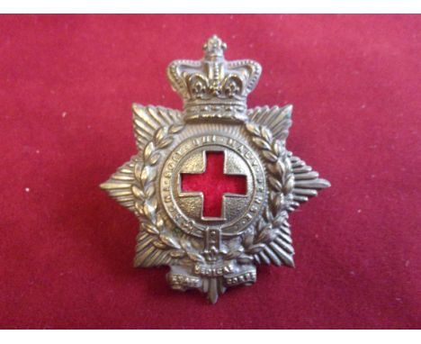 Royal Army Medical Corps (Medical Staff Corps) Victorian Forage Cap Badge (Gilding-metal, red cloth backing), two lugs. K&amp