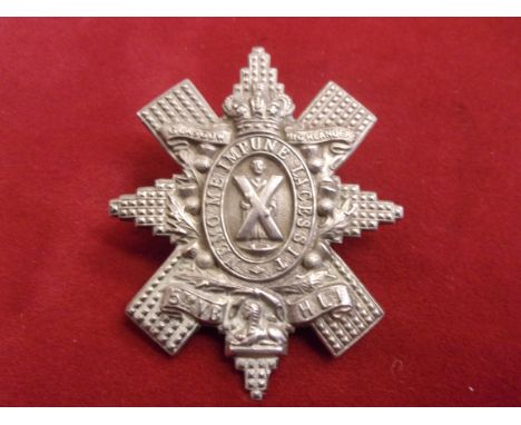 5th Glasgow Highlanders Volunteer Battalion, The Highland Light Infantry Other Ranks Victorian Cap Badge (White-metal), two l