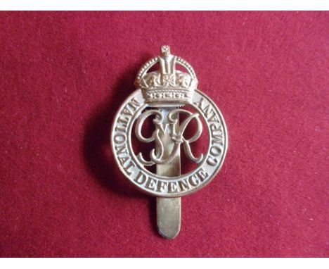 National Defence Corps WWII Cap Badge (Gilding-metal), slider, with voided centre. K&amp;K: 2162