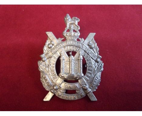The King's Own Scottish Borderers WWI Other Ranks Glengarry Badge (White-metal), two lugs. K&amp;K: 628