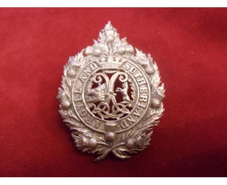 Princess Louise's (Argyll and Sutherland Highlanders) WWI Officers Cap Badge (Silver-plated), two lugs. K&amp;K: 698